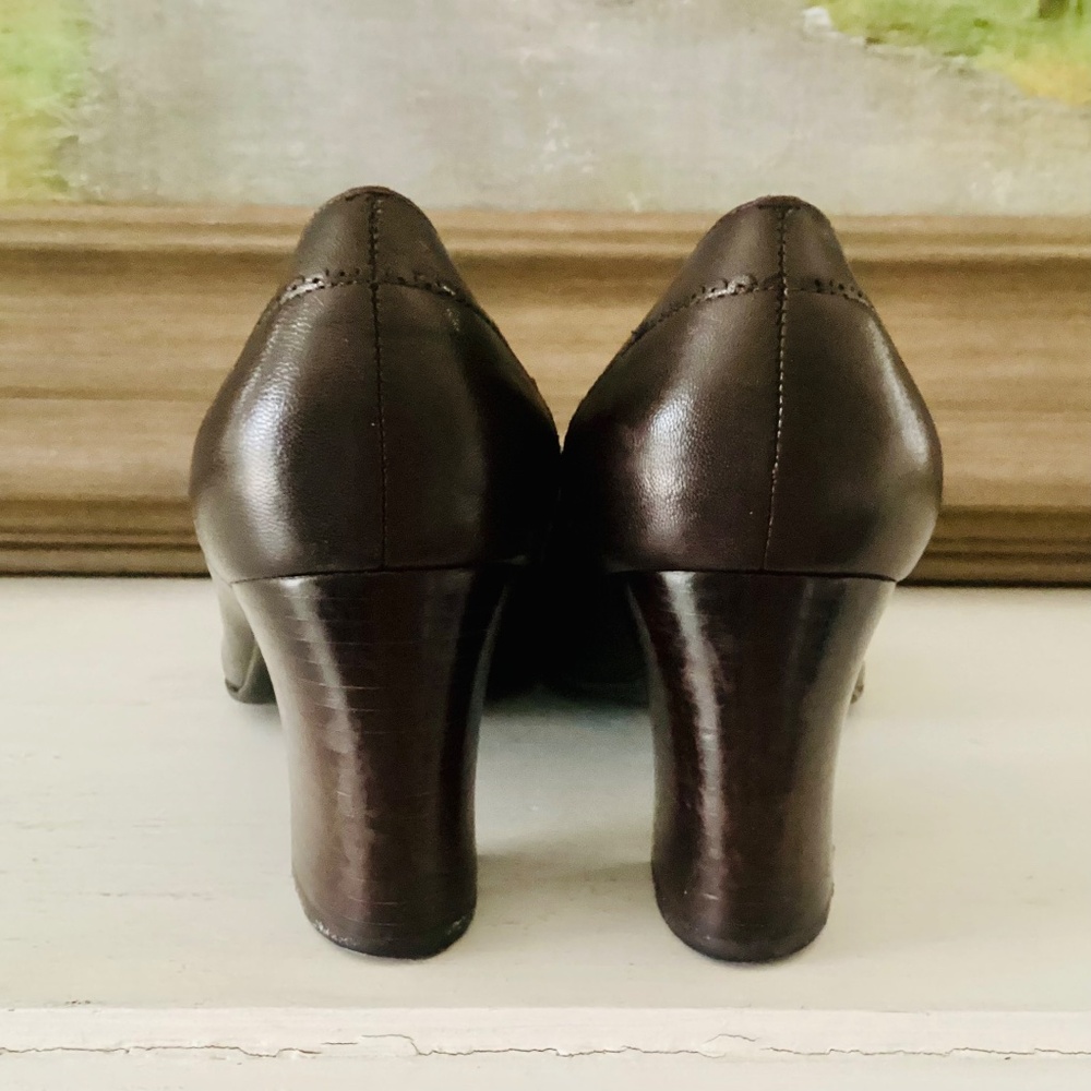 Vtg Etienne Aigner E-Ysabel Brown Square Tow leather pumps women’s 10M Brazil - Picture 7 of 16